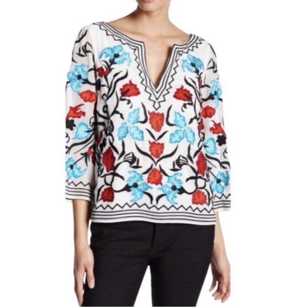 Alice And Olivia Floral Embroidery Top Size XS